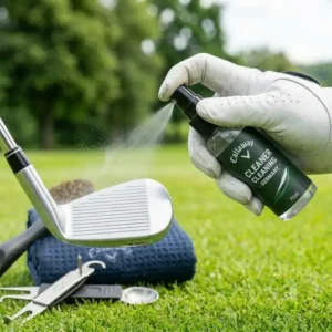 Spezielles reinigungsspray im golf reinigungsset schläger für saubere köpfe