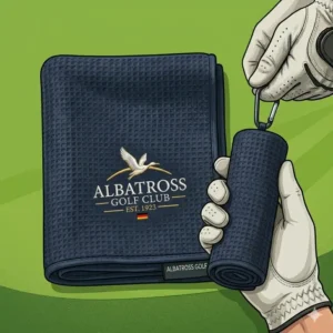 Ein leichtes und kompakt gefaltetes sowie gerolltes golf handtuch mikrofasertuch für einfaches Transportieren.