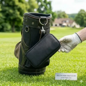 Kompaktes golf reinigungsset schläger mit karabinerhaken am golfbag befestigt