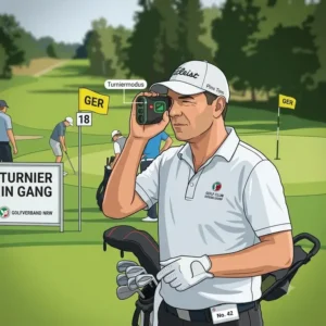 Infografik über ein golf entfernungsmesser turnier erlaubt Modell mit deaktiviertem Slope-Modus für reguläre Wettkämpfe.