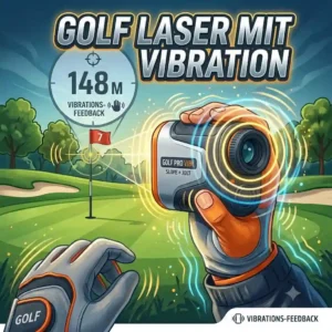 Illustration of a golf laser mit vibration signaling a successful target lock on the pin.