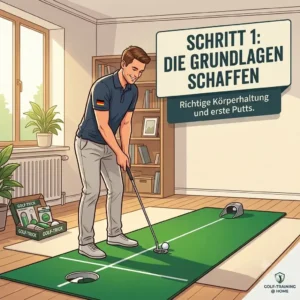 Illustration of the basic setup for effective golf putting training zuhause.