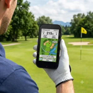 Grafik zur Distanzmessung auf dem Fairway mit einem golf gps handgerät.