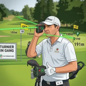 Eine visuelle Darstellung der Laser-Distanzmessung zur Fahne mit einem golf entfernungsmesser turnier erlaubt Werkzeug.