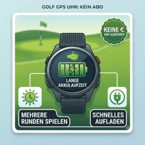 A golf gps uhr ohne abo highlighting long battery life for multiple rounds on the course.