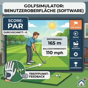 A screenshot of easy-to-understand software data feedback designed specifically for a golf simulator einsteiger.