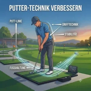 Illustration for improving putting technique during golf technik training on the green.