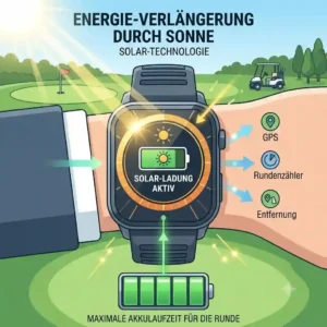 Solar charging technology integrated into a golf uhr lange akkulaufzeit for extended play.