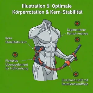 Anatomical breakdown of core rotation and stability achieved by using a golf schwung übungshilfe