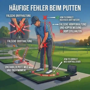 Infographic about common swing mistakes and how to correct them in golf technik training.