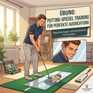 Using an alignment mirror aid for golf putting training zuhause at home.