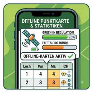 Digital scorecard and shot tracking features in a golf gps app offline.
