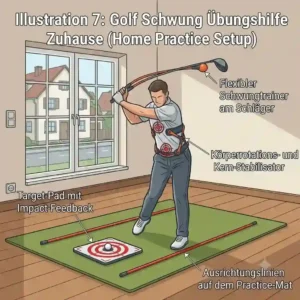 Comfortable indoor mat setup for effective training with a compact golf schwung übungshilfe at home.